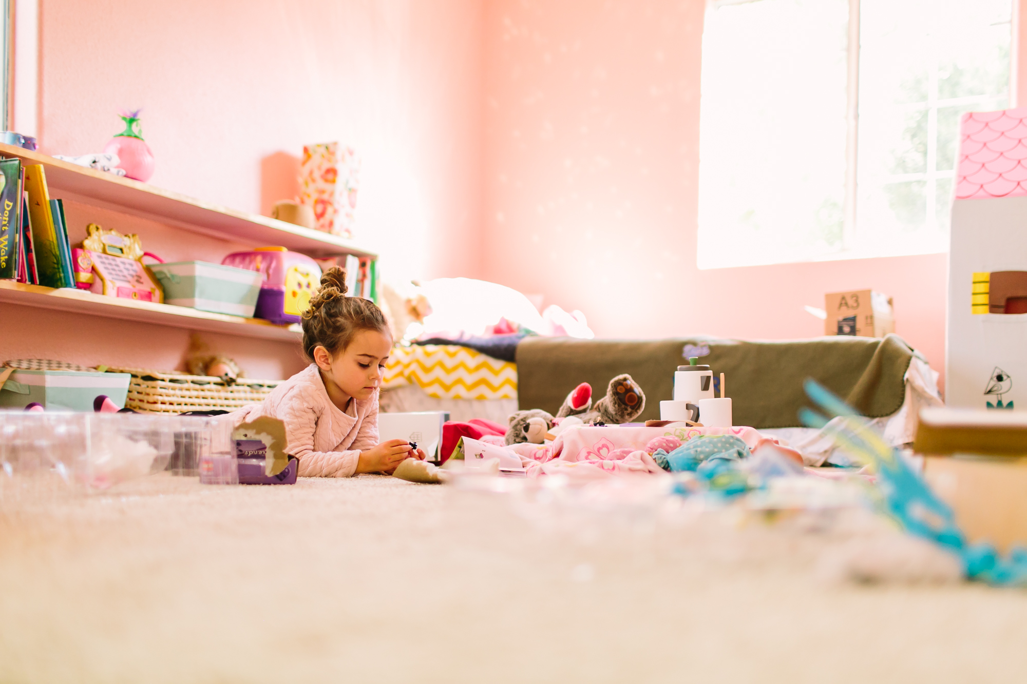 girl in pink room -Documentary Family Photography